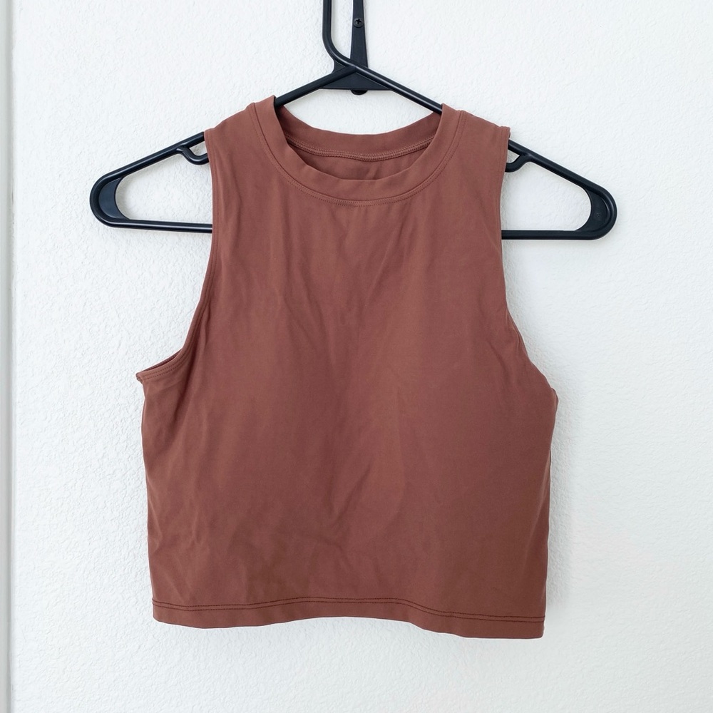 Sleeveless Rustic Brown Women's Crop Top with Built in Bra